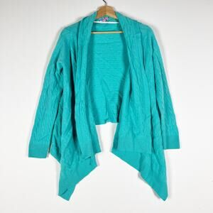 Lilly Pulitzer teal blue cashmere cable knit open front cardigan wrap Size S/M